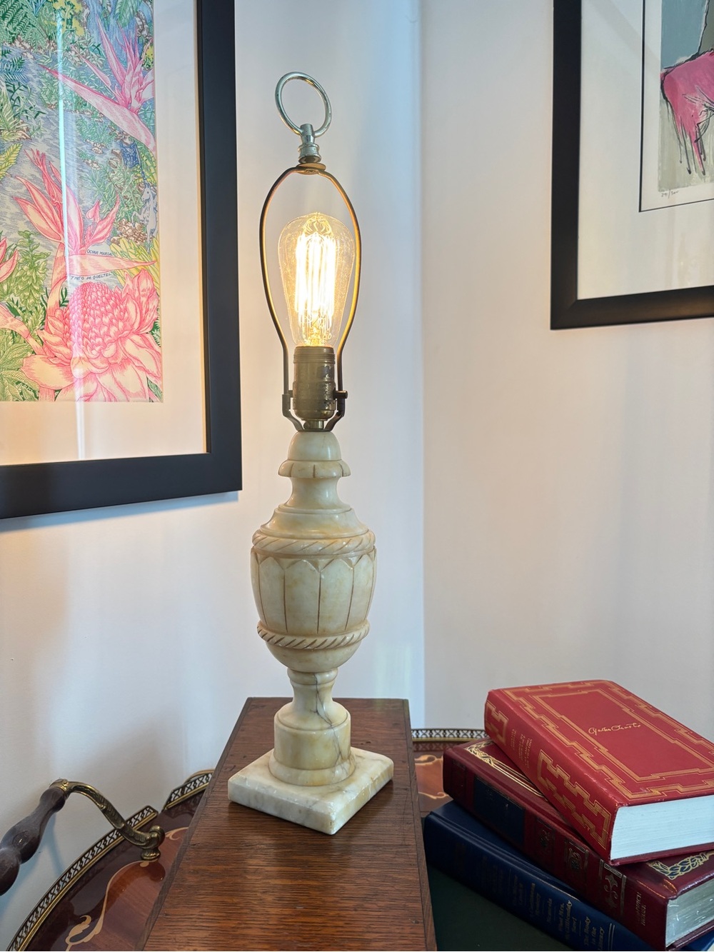 Vintage Italian Alabaster Marble Table Lamp *NO LAMPSHADE*